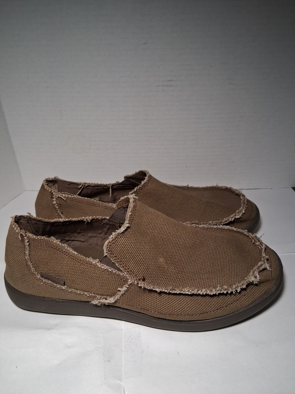 Crocs Venture Santa Cruz 10128 Sz 10 Loafers Canvas Slip On Shoes Brown - Picture 2 of 7